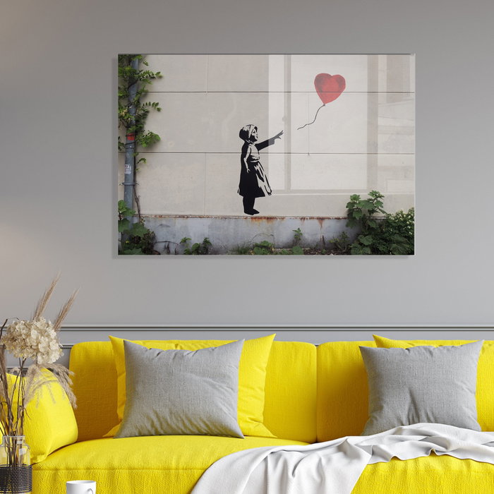 Wallity Cuadro Decorativo de Cristal Templado Banksy 70 x 100 cm